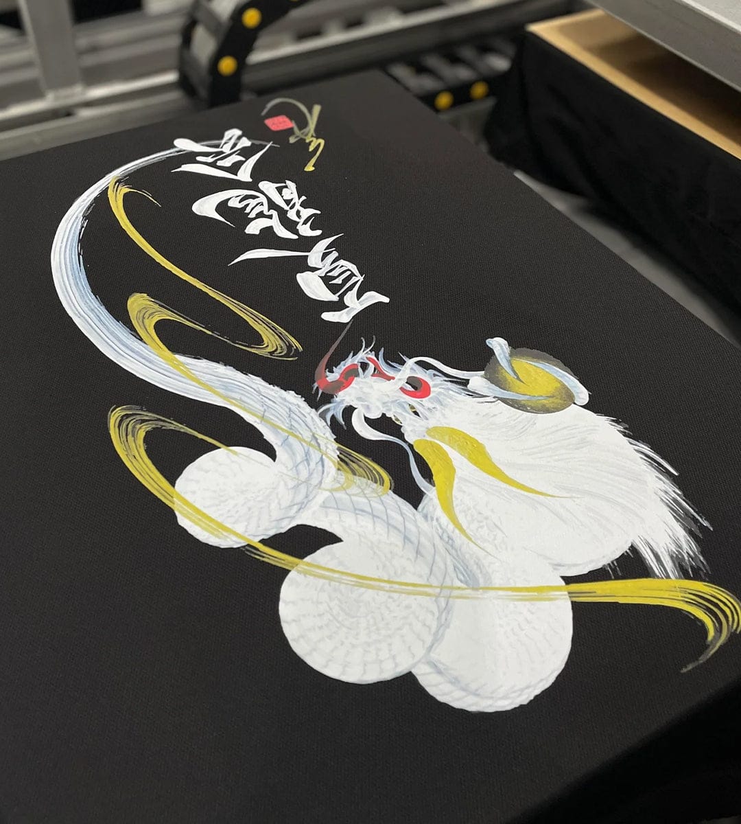 Close-up of full-colour Direct To Film printing applied to custom clothing and branded merch