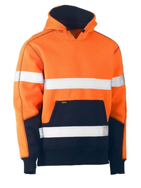 Bisley Hoodies Orange/Navy / XS Bisley Taped Hi Vis Fleece Hoodie Pullover