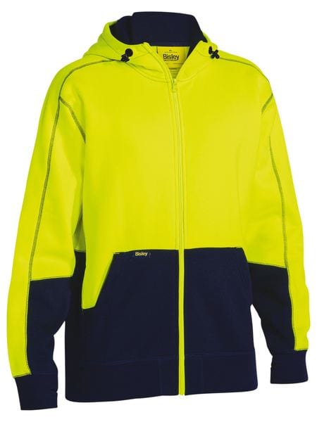 Bisley Hoodies Yellow/Navy / XS Bisley Hi Vis Zip Front Fleece Hoodie
