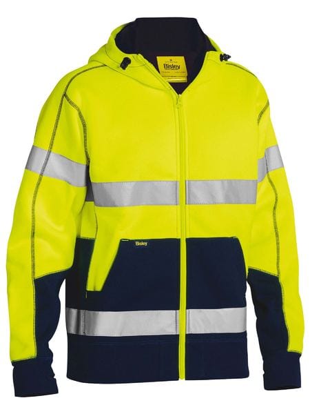 Bisley Hoodies Yellow/Navy / XS Bisley Taped Hi Vis Zip Fleece Hoodie with Sherpa Lining