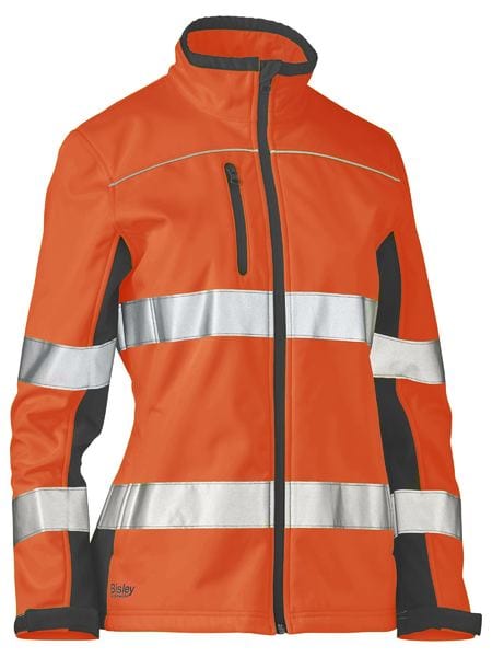 Bisley Jackets / Vests Orange/Navy / 6 Bisley Women's Taped Two Tone Hi Vis Soft Shell Jacket