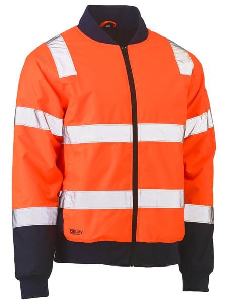 Bisley Jackets / Vests Orange/Navy / XS Bisley Taped Two Tone Hi Vis Bomber Jacket with Padded Lining