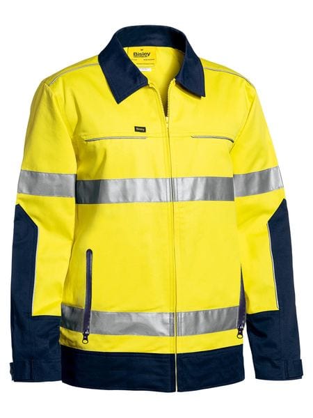 Bisley Jackets / Vests Yellow/Navy / XS Bisley Taped Hi Vis  Drill Jacket with Liquid Repellent Finish