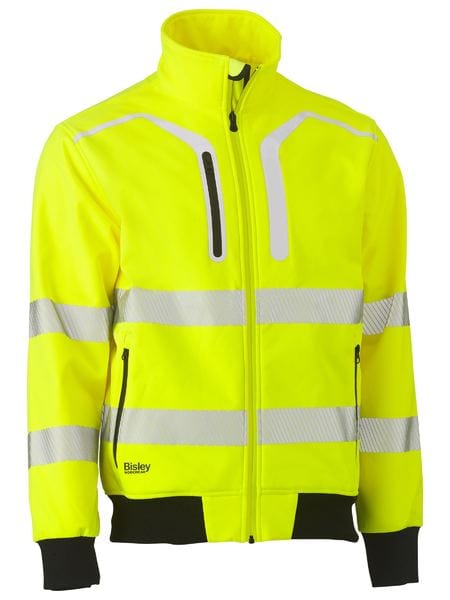 Bisley Jackets / Vests Yellow/Navy / XS Bisley Taped Hi Vis Soft Shell Bomber Jacket