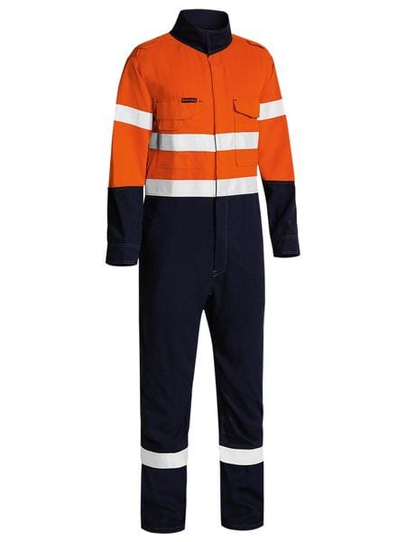 Bisley Overalls Orange/Navy / 77 Bisley TenCate Tecasafe® Plus 580 Taped Hi Vis Lightweight FR Non Vented Engineered Coverall