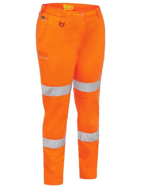 Bisley Pants / Shorts Orange / 6 Bisley Women's Taped Mid Rise Stretch Cotton Pants