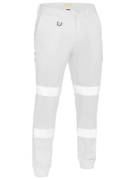 Bisley Pants / Shorts White / 77 Bisley Taped Biomotion Stretch Cotton Drill Cargo Cuffed Pants