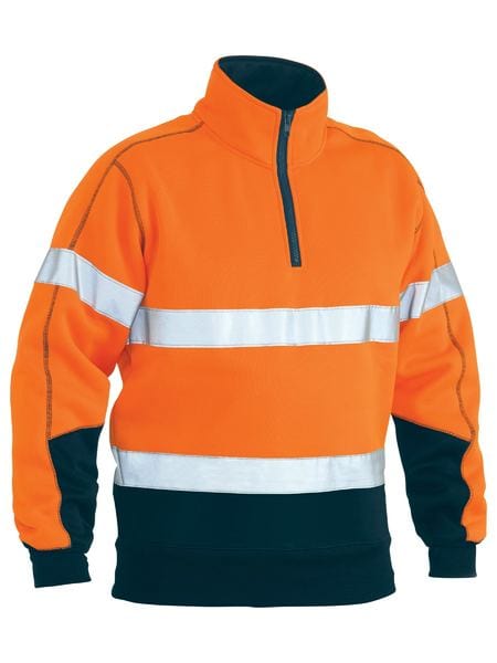 Bisley Polars Orange/Navy / XS Bisley Taped Hi Vis 1/4 Zip Pullover Fleece