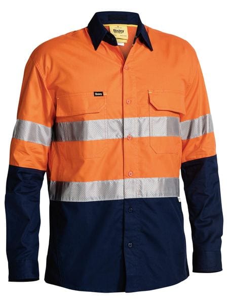 Bisley Polos / Shirts Orange/Navy / S Bisley X Airflow Taped Hi Vis Ripstop Shirt