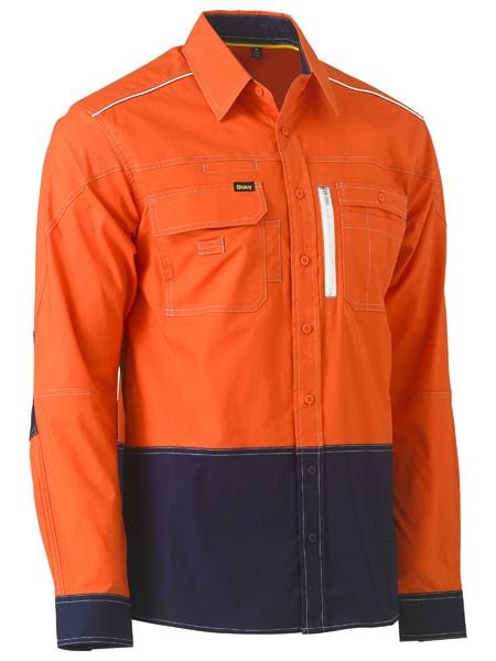 Bisley Polos / Shirts Orange/Navy / XS Bisley Flx & Move Two Tone Hi Vis Utility Shirt