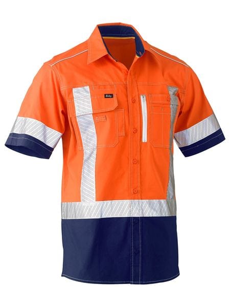 Bisley Polos / Shirts Orange/Navy / XS Bisley Flx & Move X Taped Hi Vis Utility Shirt