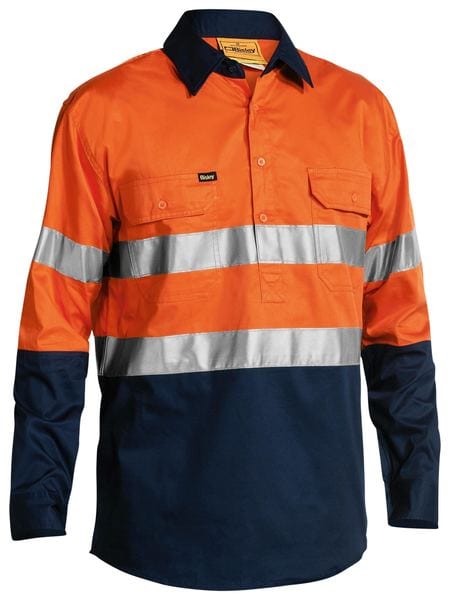 Bisley Polos / Shirts Orange/Navy / XS Bisley Hi Vis Closed Front Cool Light Weight Shirt