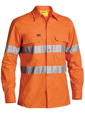 Bisley Polos / Shirts Orange / S Bisley X Airflow Taped Hi Vis Ripstop Shirt