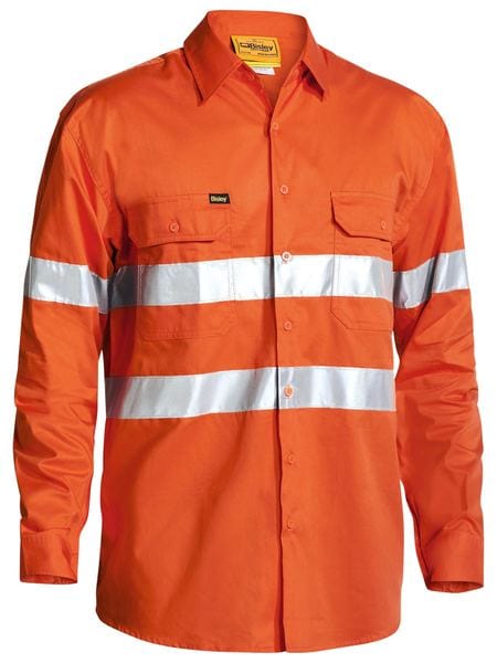 Bisley Polos / Shirts Orange / XS Bisley Taped Hi Vis Cool Lightweight Drill Shirt