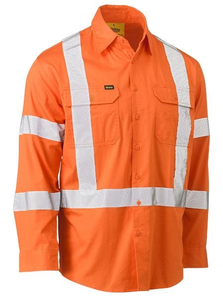 Bisley Polos / Shirts Orange / XS Bisley X Taped Biomotion Two Tone Hi Vis Lightweight Drill Shirt