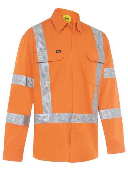 Bisley Polos / Shirts Rail Orange / XS Bisley X Taped Biomotion Two Tone Hi Vis Lightweight Drill Shirt