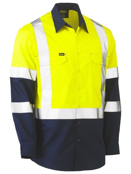 Bisley Polos / Shirts Yellow/Navy / XS Bisley X Taped Biomotion Two Tone Hi Vis Lightweight Drill Shirt
