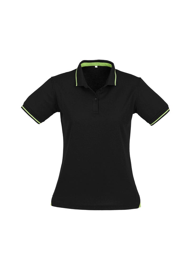 Biz Collection Polos / Shirts Black/Bright Green / 8 Biz Collection Womens Jet Short Sleeve Polo
