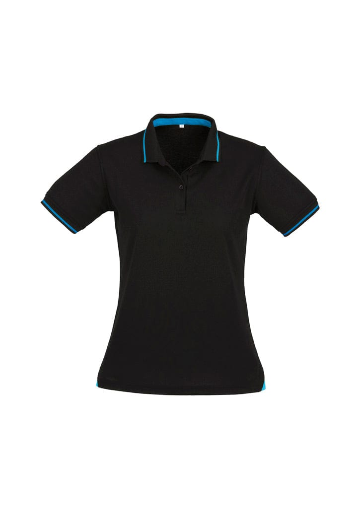 Biz Collection Polos / Shirts Black/Cyan / 8 Biz Collection Womens Jet Short Sleeve Polo