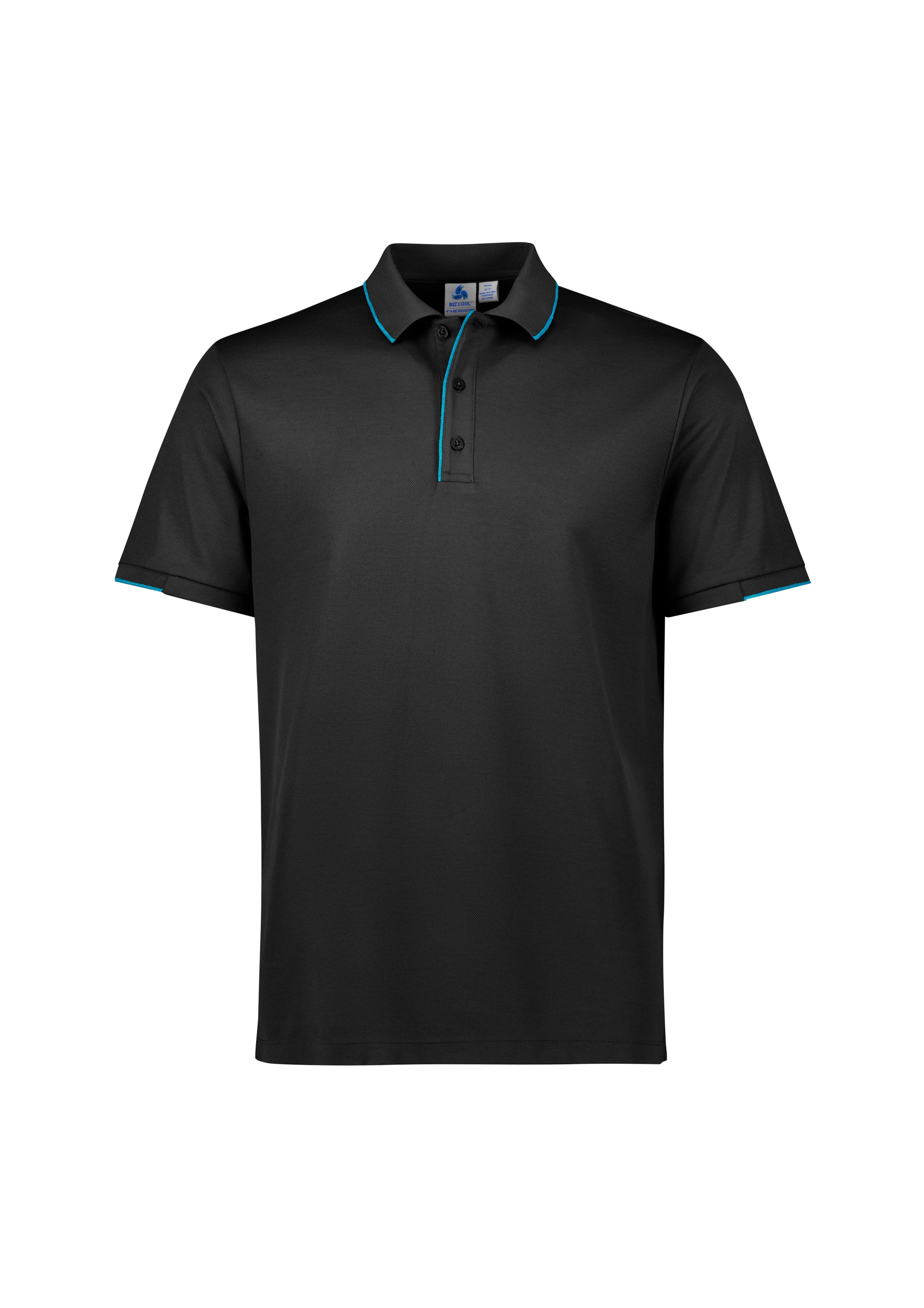 Biz Collection Polos / Shirts Black/Cyan / XS Biz Collection Mens Focus Short Sleeve Polo