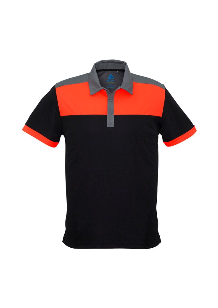 Biz Collection Polos / Shirts Black/Fluoro Orange/Grey / S Biz Collection Mens Charger Short Sleeve Polo