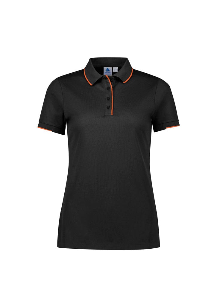 Biz Collection Polos / Shirts Black/Orange / 6 Biz Collection Womens Focus Short Sleeve Polo