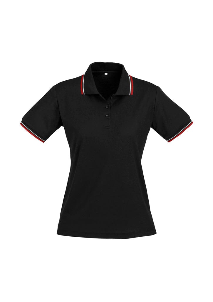 Biz Collection Polos / Shirts Black/Red/White / 8 Biz Collection Womens Cambridge Short Sleeve Polo