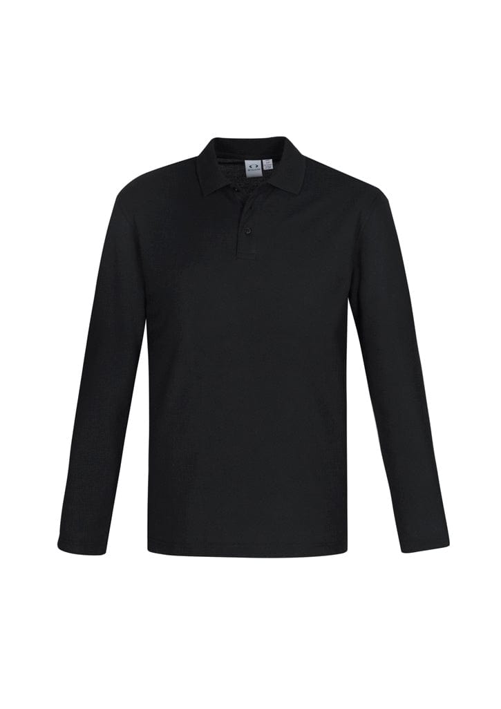 Biz Collection Polos / Shirts Black / S Biz Collection Mens Crew Long Sleeve Polo