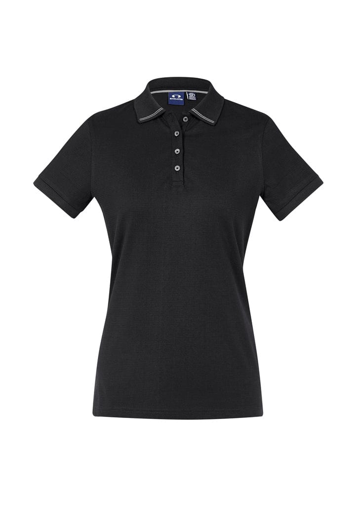 Biz Collection Polos / Shirts Black/Silver Grey / 6 Biz Collection Womens Aston Short Sleeve Polo