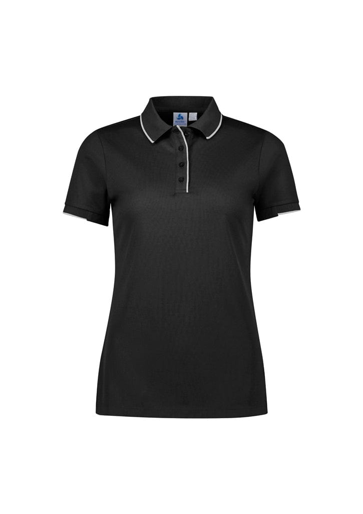 Biz Collection Polos / Shirts Black/White / 6 Biz Collection Womens Focus Short Sleeve Polo