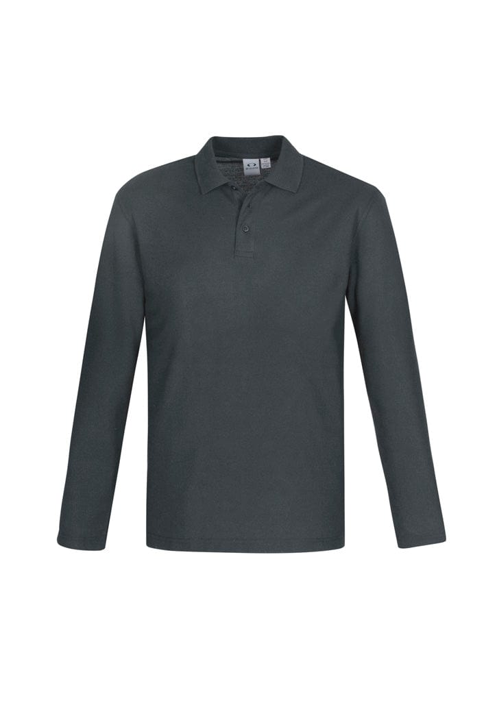 Biz Collection Polos / Shirts Charcoal / S Biz Collection Mens Crew Long Sleeve Polo