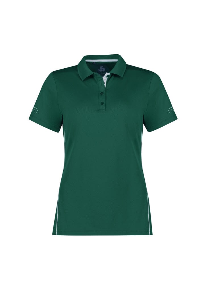 Biz Collection Polos / Shirts Forest/White / 6 Biz Collection Womens Balance Short Sleeve Polo