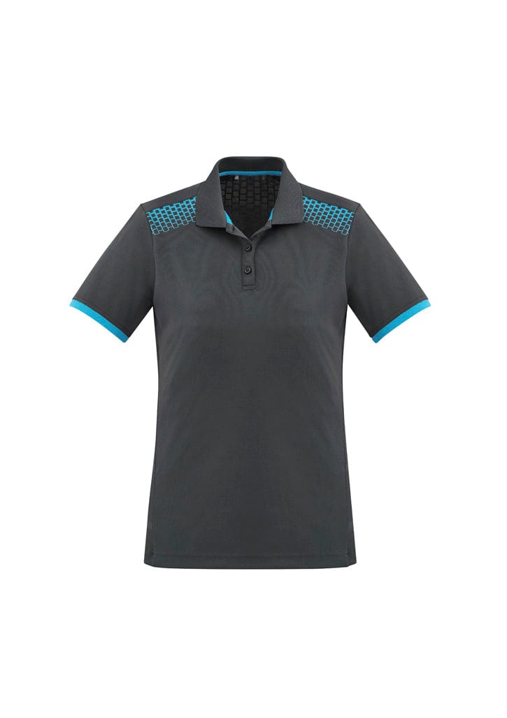 Biz Collection Polos / Shirts Grey/Cyan / 6 Biz Collection Womens Galaxy Short Sleeve Polo