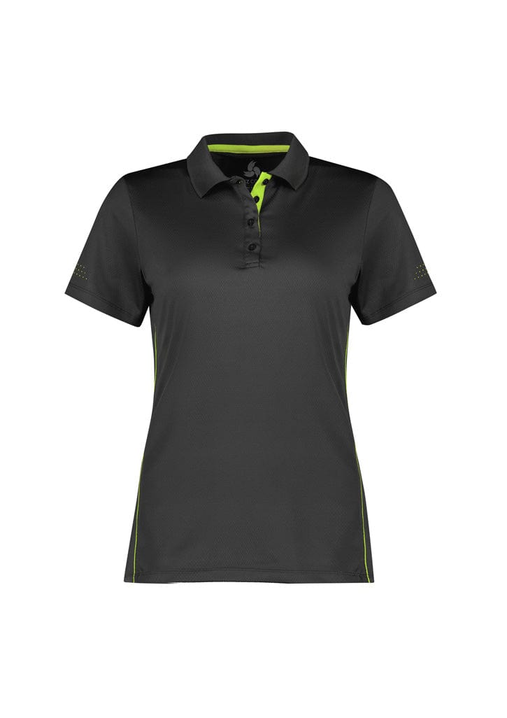 Biz Collection Polos / Shirts Grey/Fluoro Lime / 6 Biz Collection Womens Balance Short Sleeve Polo