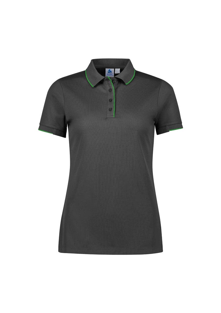 Biz Collection Polos / Shirts Grey/Fluoro Lime / 6 Biz Collection Womens Focus Short Sleeve Polo