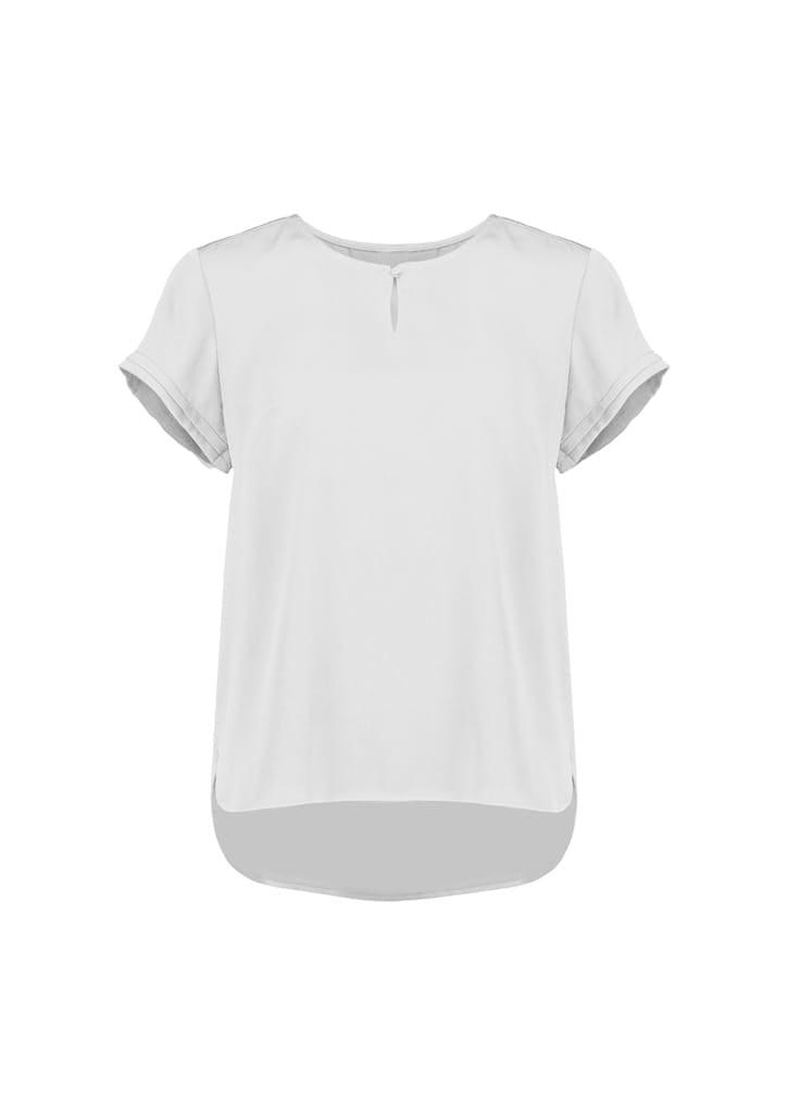 Biz Collection Polos / Shirts Ivory / 6 Biz Corperates Womens Evelyn Short Sleeve Blouse