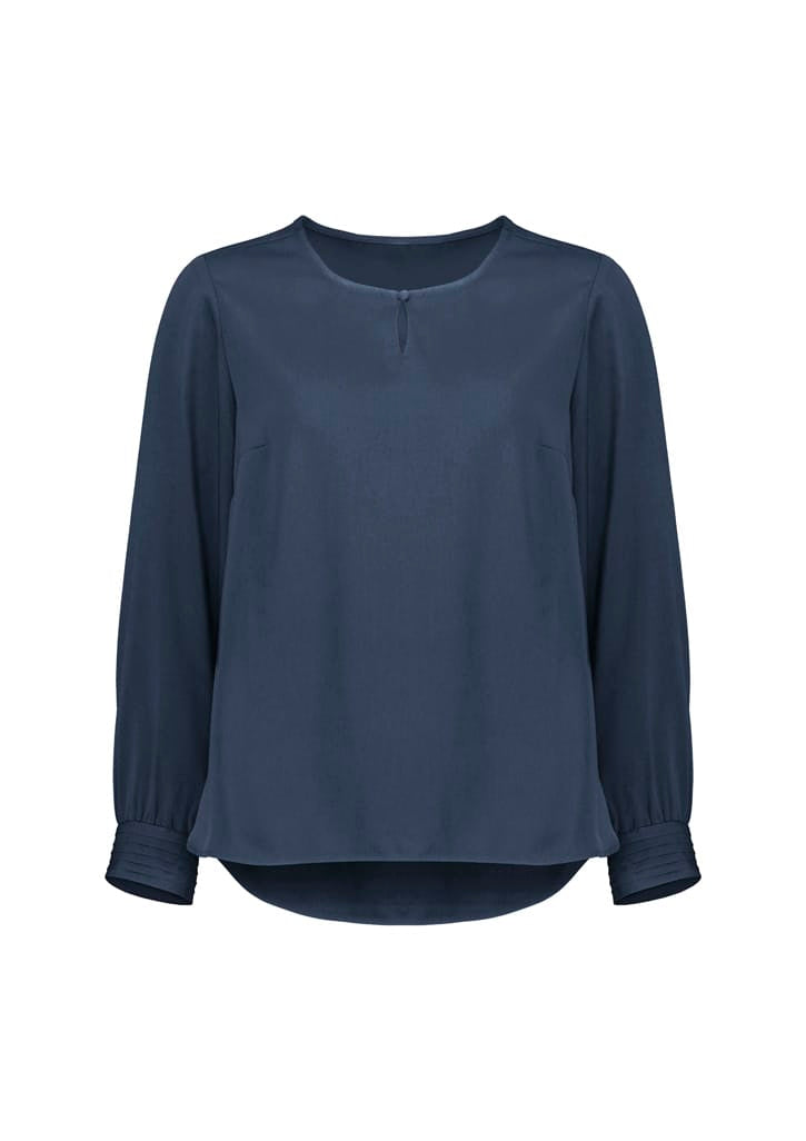Biz Collection Polos / Shirts Mineral Blue / 6 Biz Corperates Womens Evelyn Long Sleeve Blouse