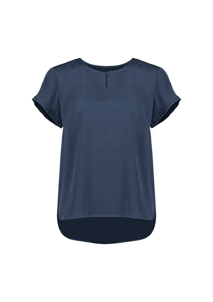 Biz Collection Polos / Shirts Mineral Blue / 6 Biz Corperates Womens Evelyn Short Sleeve Blouse