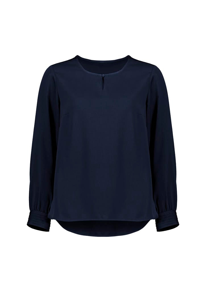 Biz Collection Polos / Shirts Navy / 6 Biz Corperates Womens Evelyn Long Sleeve Blouse