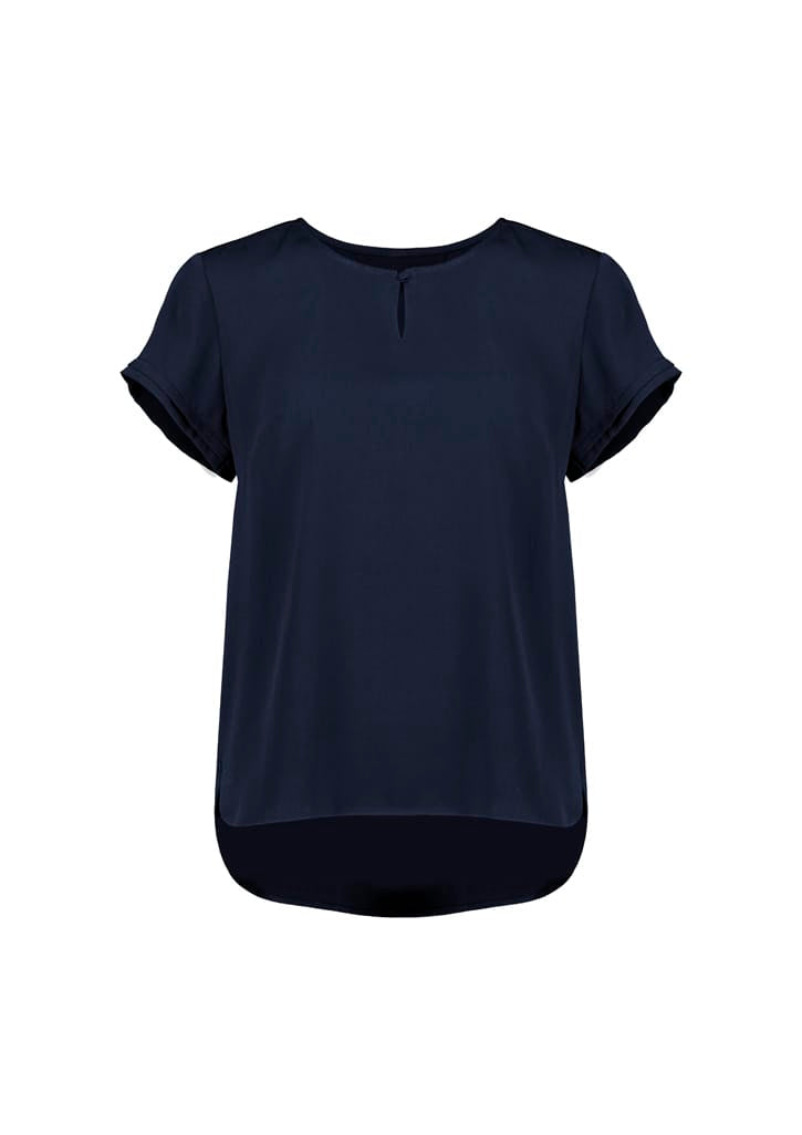 Biz Collection Polos / Shirts Navy / 6 Biz Corperates Womens Evelyn Short Sleeve Blouse
