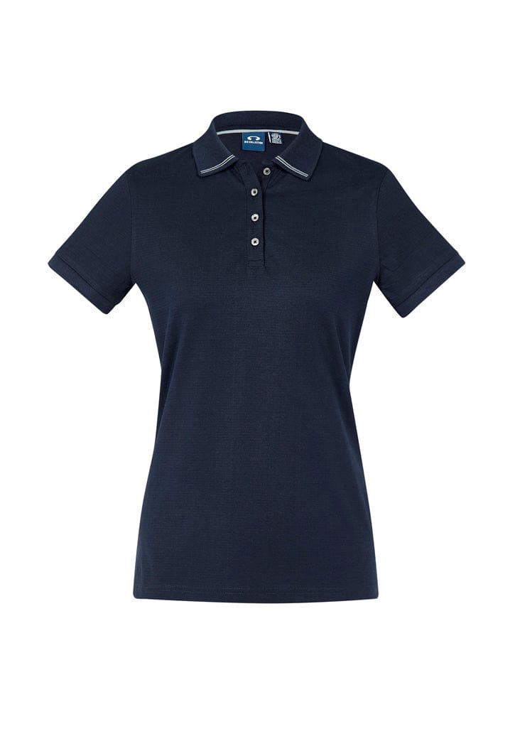 Biz Collection Polos / Shirts Navy/Silver Grey / 6 Biz Collection Womens Aston Short Sleeve Polo