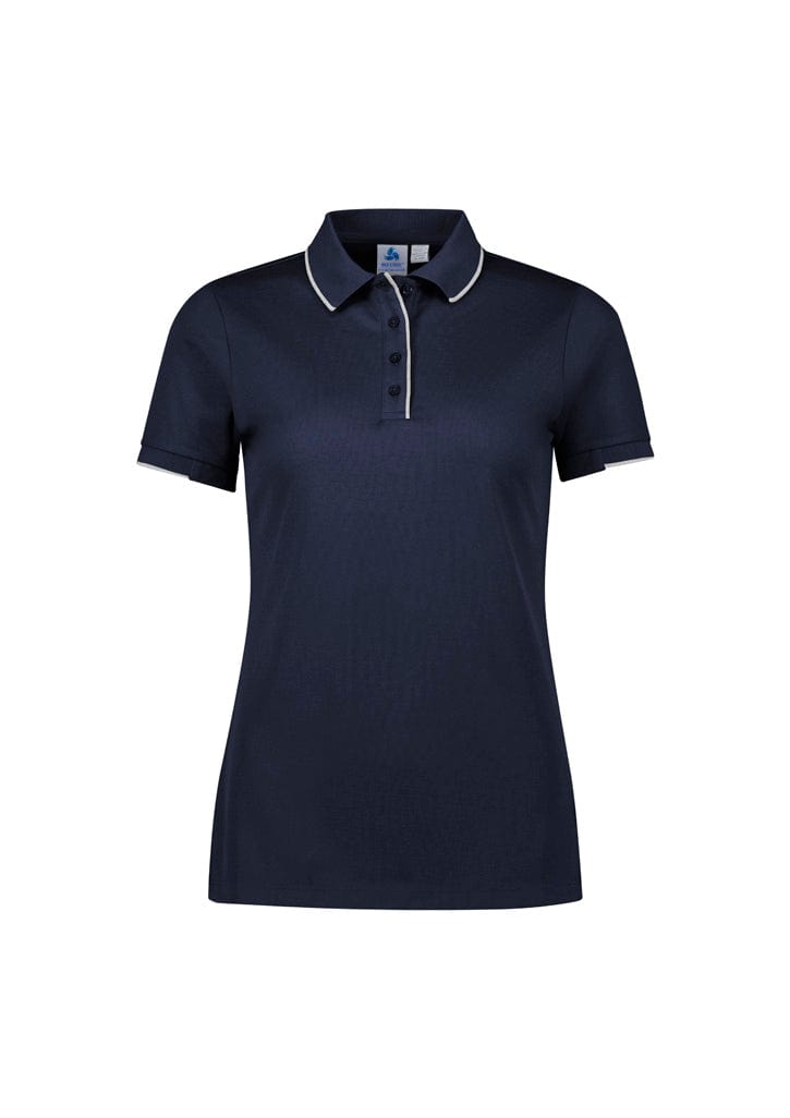 Biz Collection Polos / Shirts Navy/White / 6 Biz Collection Womens Focus Short Sleeve Polo