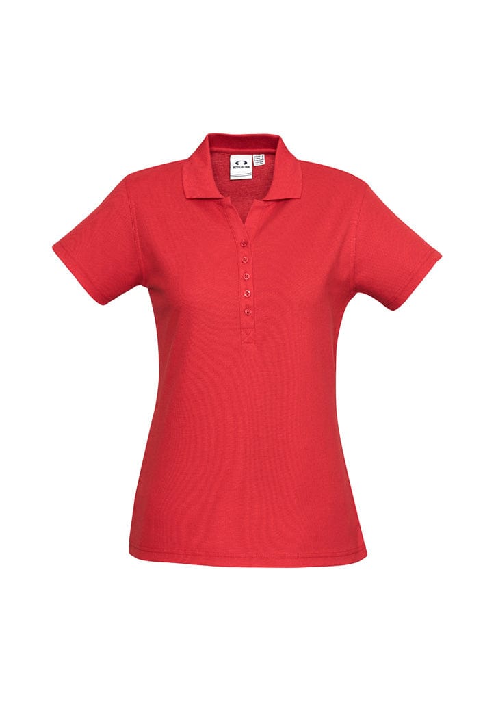 Biz Collection Polos / Shirts Red / 8 Biz Collection Womens Crew Short Sleeve Polo