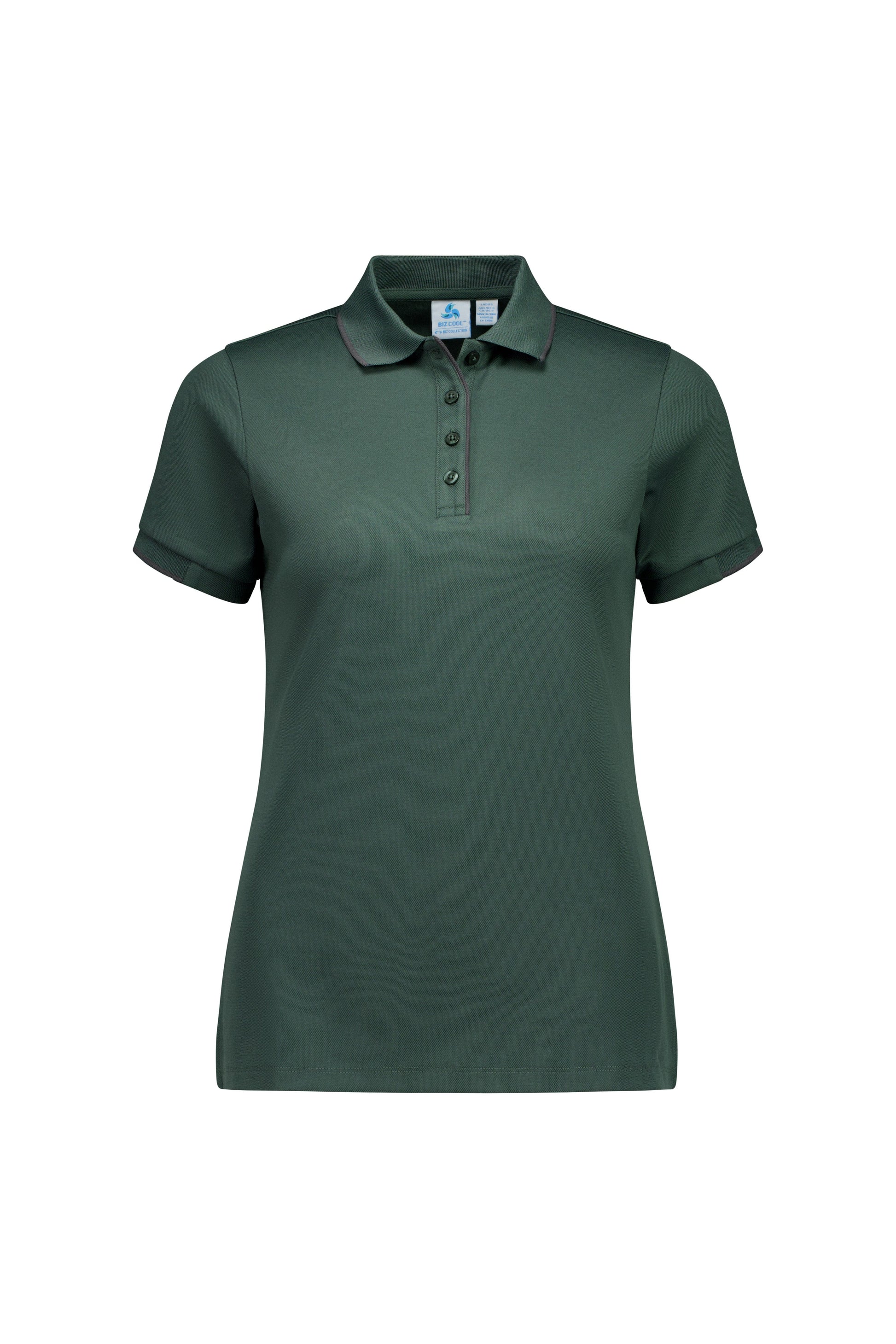 Biz Collection Polos / Shirts Seafoam/Charcoal / 6 Biz Collection Womens Focus Short Sleeve Polo