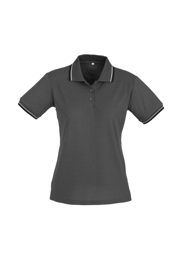 Biz Collection Polos / Shirts Steel Grey/Black/White / 8 Biz Collection Womens Cambridge Short Sleeve Polo