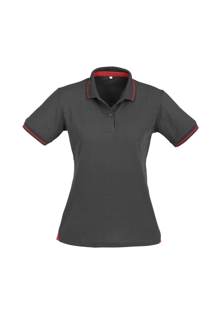 Biz Collection Polos / Shirts Steel Grey/Red / 8 Biz Collection Womens Jet Short Sleeve Polo
