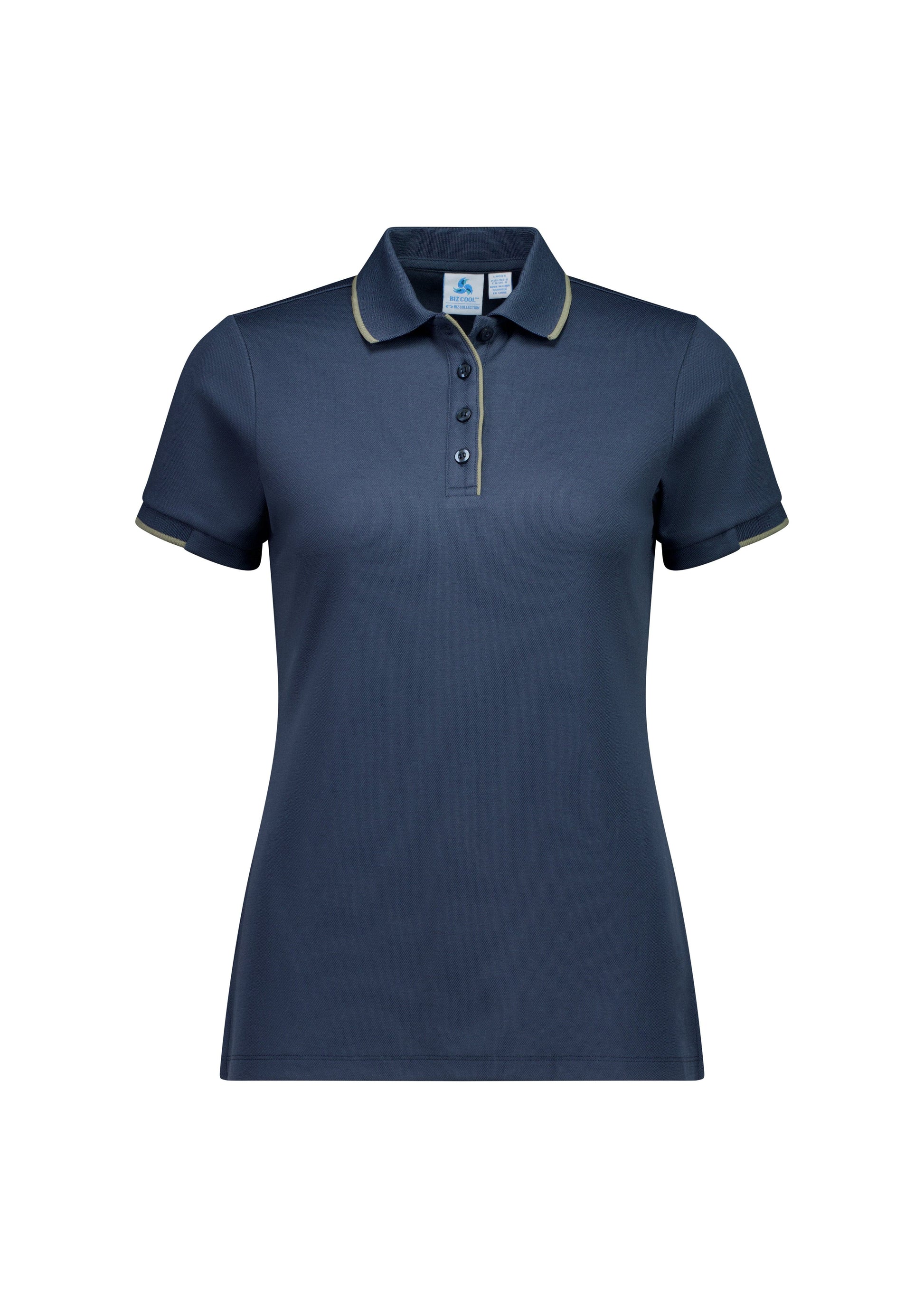 Biz Collection Polos / Shirts Storm Blue/Taupe / 6 Biz Collection Womens Focus Short Sleeve Polo