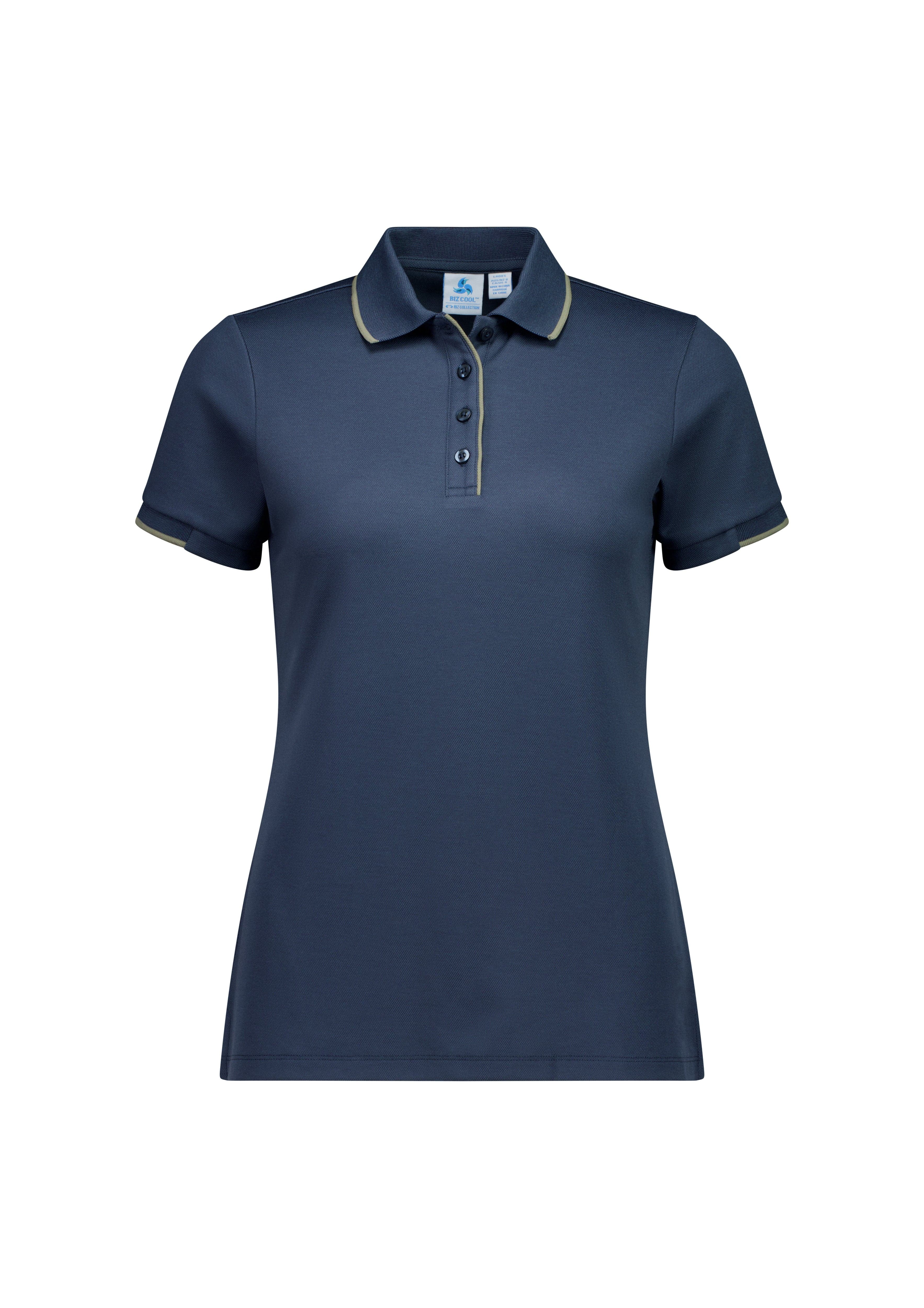 Biz Collection Polos / Shirts Storm Blue/Taupe / 6 Biz Collection Womens Focus Short Sleeve Polo