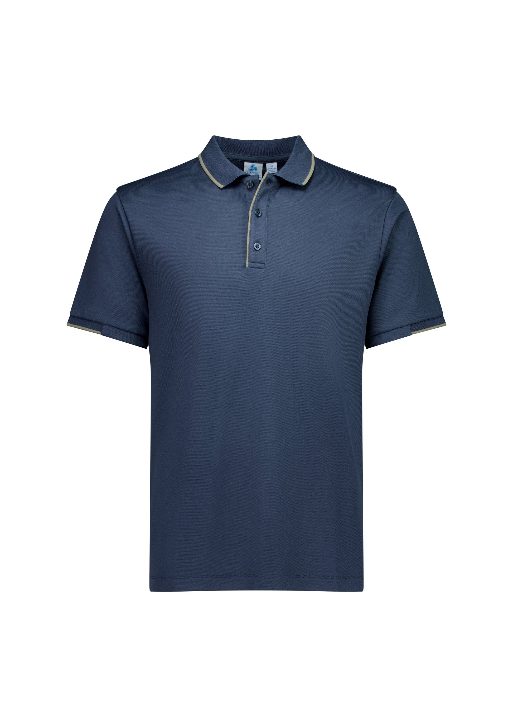Biz Collection Polos / Shirts Storm Blue/Taupe / XS Biz Collection Mens Focus Short Sleeve Polo
