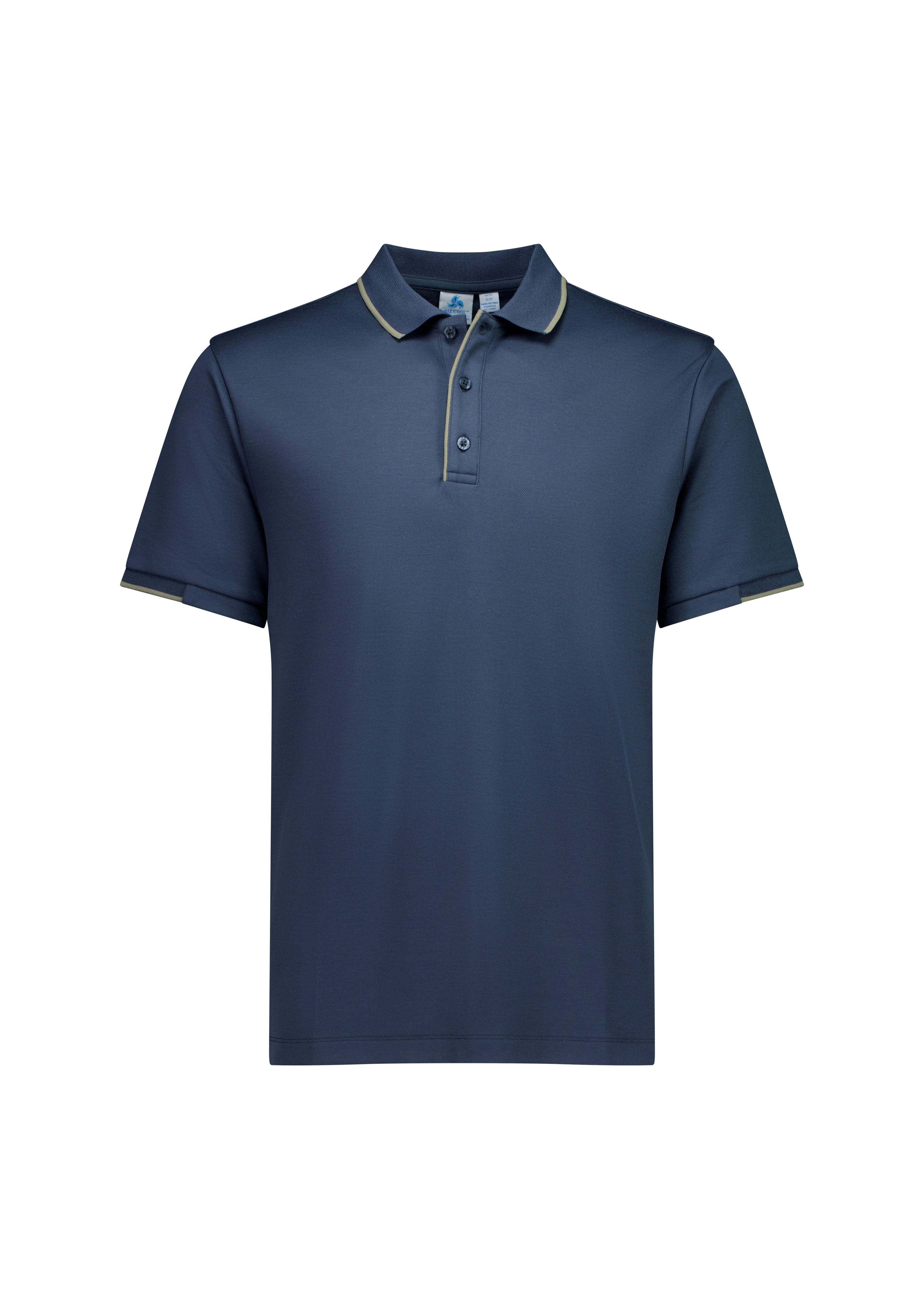 Biz Collection Polos / Shirts Storm Blue/Taupe / XS Biz Collection Mens Focus Short Sleeve Polo